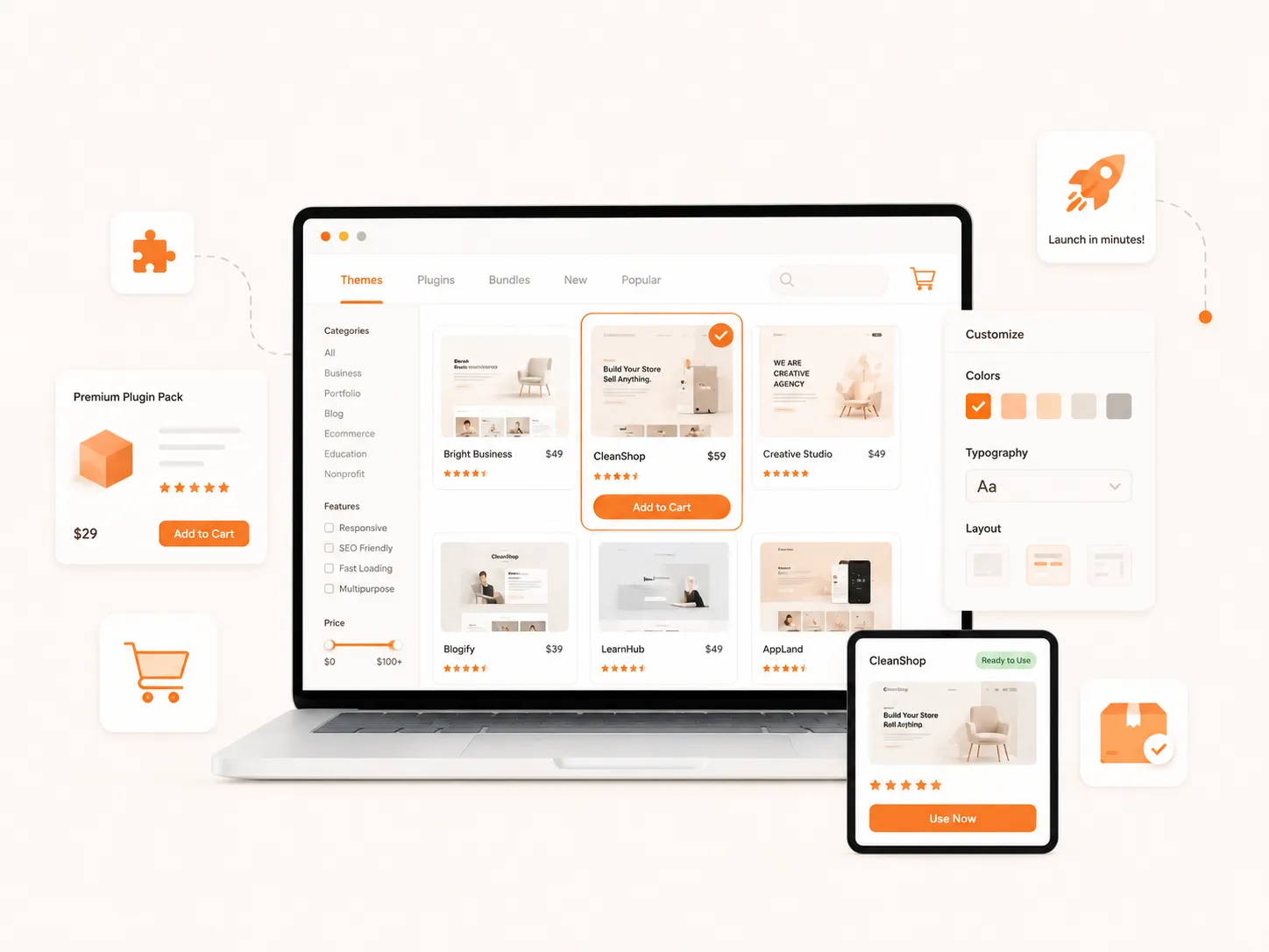Themes and Plugins, Ready to Use
